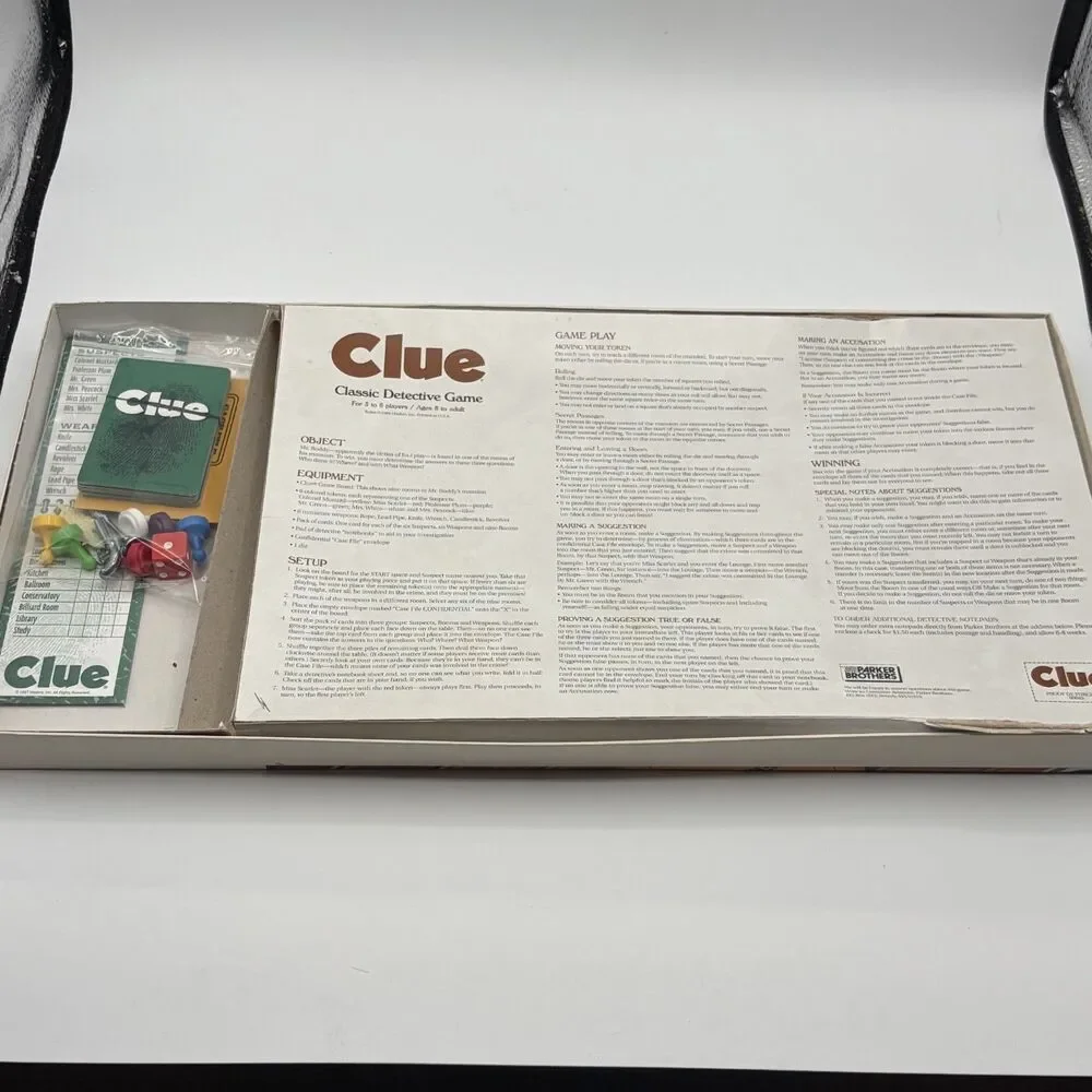 Clue - Parker Brothers - Classic Detective Board Game - Complete - Vintage 1996